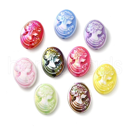 UV Plating Opaque Iridescent Acrylic Beads MACR-K351-03-1