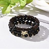 3Pcs Natural Dyed & Heated Black Agate and Coconut Beads Stretch Bracelets Set BJEW-JB08933-2