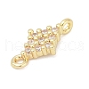 Brass Micro Pave Clear Cubic Zirconia Connector Charms KK-Z094-08G-03-2