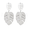 Monstera Leaf 304 Stainless Steel Dangle Earrings EJEW-L283-104P-1