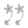 999 Fine Silver Micro Pave Clear Cubic Zirconia Ear Plug Gauges EJEW-P296-07P-1