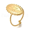 Oval with Star 304 Stainless Steel Open Cuff Ring for Women RJEW-F161-02G-04-1