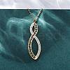 304 Stainless Steel Crystal Rhinestone Infinity Pendant Necklaces NJEW-R026-09G-2