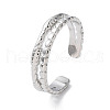 Non-Tarnish 304 Stainless Steel Double Line Open Cuff Rings RJEW-D006-06P-1