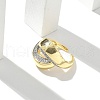 Brass Micro Pave Clear Cubic Zirconia Cuff Finger Rings for Women RJEW-B112-12GP-2