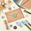 Brass Wax Seal Stamps with Wood Handle AJEW-WH0412-0171-4