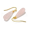 Ion Plating(IP) Natural Rose Quartz Dangle Earring EJEW-C084-01G-03-2