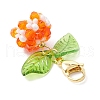 Flower Acrylic & Glass Pearl Pendant Decorations HJEW-MZ00219-05-4