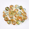 Two Tone Transparent Spray Painted Acrylic Corrugated Beads ACRP-T005-52-1