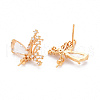 Brass Micro Pave Clear Cubic Zirconia Earring Findings KK-T062-224G-NF-2