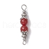 Natuarl Mixed Gemstone Round Beaded Connector Charms PALLOY-JF02714-3
