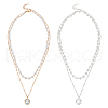 ANATTASOUL 2Pcs 2 Colors Plastic Imitation Pearl Pendants Double Layer Necklaces Set NJEW-AN0001-11-1