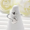 304 Stainless Steel Heart Cuff Rings for Women RJEW-A063-01D-P-4