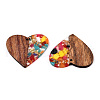Transparent Resin & Walnut Wood Pendants RESI-TAC0017-73-A07-3