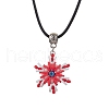 Glass Seed Beads & Polymer Clay & Evil Eye Lampwork Snowflake Pendant Necklaces NJEW-MZ00102-04-2