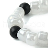 Round Synthetic Turquoise with Glass Seeded Beaded Stretch Rings for Women RJEW-JR00707-02-4