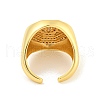 Rack Plating Octagon Brass Micro Pave Clear Cubic Zirconia Cuff Finger Rings RJEW-C103-04G-3