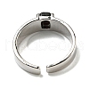 Natural Dyed & Heated Black Agate Adjustable Rings RJEW-K269-12P-05-3