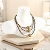 Round Wood Beads 3 Layer Leopard Print Imitation Leather Cord Necklaces for Women FS-WG710D0-01-1