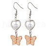 Transparent Spray Painted Glass Beads with ABS Plastic Imitation Pearl Beads and 304 Stainless Steel Earring Hooks and 304 Stainless Steel Eye Pin Earrings EJEW-JE06432-4