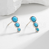 S925 Sterling Silver Synthetic Turquoise Flat Round Stud Earrings BK0103-2-3