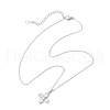 Flower Brass Pave Clear Cubic Zirconia Pendant Necklaces NJEW-JN05287-4