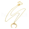Brass Double Horn/Crescent Moon Pendant Necklaces NJEW-S438-06G-4