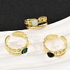 316 Stainless Steel with Natural Mixed Gemstone Cuff Rings RJEW-Z098-01G-14-2
