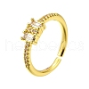 Brass Micro Pave Clear Cubic Zirconia Cuff Rings for Women RJEW-H247-21G-4