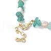 Brass Bicone & Natural Pearl & Green Aventurine Chip Beaded Bracelet Making KK-F892-21G-3