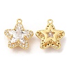 Brass and Clear Cubic Zirconia Pendants ZIRC-Q202-06G-1