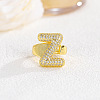 Brass Micro Pave Clear Cubic Zirconia Cuff Rings FS-WG4832E-51-1