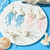 Natural Clam Shell Imitation Pearl Dangle Earrings EJEW-MZ00231-2