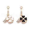 Rack Plating Alloy Rhinestone Pendants FIND-N005-25G-2