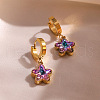 Stainless Steel Micro Pave Cubic Zirconia Hoop Earrings PW-WG6B81B-01-2
