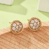 Brass Micro Pave Clear Cubic Zirconia Stud Earrings for Women EJEW-G428-25G-02-3
