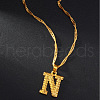 Brass Initial Pendant Necklaces FS-WG68BA5-14-1