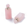 Faceted Natural Rose Quartz Openable Perfume Bottle Pendants G-P435-C-03P-2