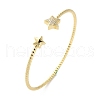 Clear Cubic Zirconia Open Cuff Bangle BJEW-G737-01G-04-4
