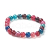 Natural Agate Beaded Stretch Bracelets BJEW-A117-C-05-2