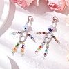 Round Handmade Evil Eye Lampwork Beads with Imitation Austrian Crystal Beads and 201 Stainless Steel Links and Zinc Alloy Lobster Claw Clasps Decorations HJEW-JM03033-1