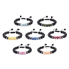 7Pcs 7 Style Natural Mixed Stone & Lava Rock & Synthetic Hematite Round Braided Bead Bracelets Set BJEW-JB08387-1