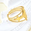 Rhombus with Evil Eye 304 Stainless Steel Cuff Finger Rings RJEW-V002-02G-4