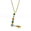 Brass Micro Pave Cubic Zirconia Pendant Necklaces NJEW-BB67040-L-1