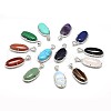 Oval Platinum Plated Brass Natural & Synthetic Mixed Stone Pendants G-F228-14-RS-1