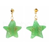 Natural Agate Star Dangle Stud Earrings EJEW-JE04420-02-2