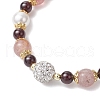 Natural Garnet & Strawberry Quartz and Shell Pearl Beads Stretch Bracelets BJEW-JB11821-4