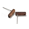 Walnut Wooden Stud Earrings Findings EJEW-B060-02B-2