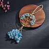 Wire Wrapped Chips Natural Aquamarine Big Pendant Decorations HJEW-SZ0001-27B-2
