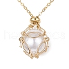 Brass Chains Macrame Pouch Empty Stone Holder for Pendant Necklaces Making NJEW-JN04475-01-4